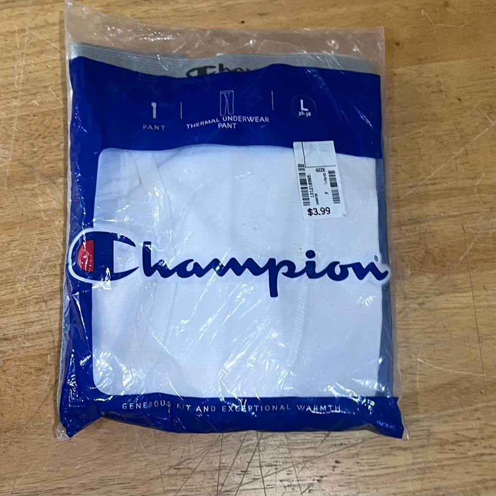 Champion Mens White Thermal Underwear Pant Vtg Style Long Johns Large 36-38 NEW